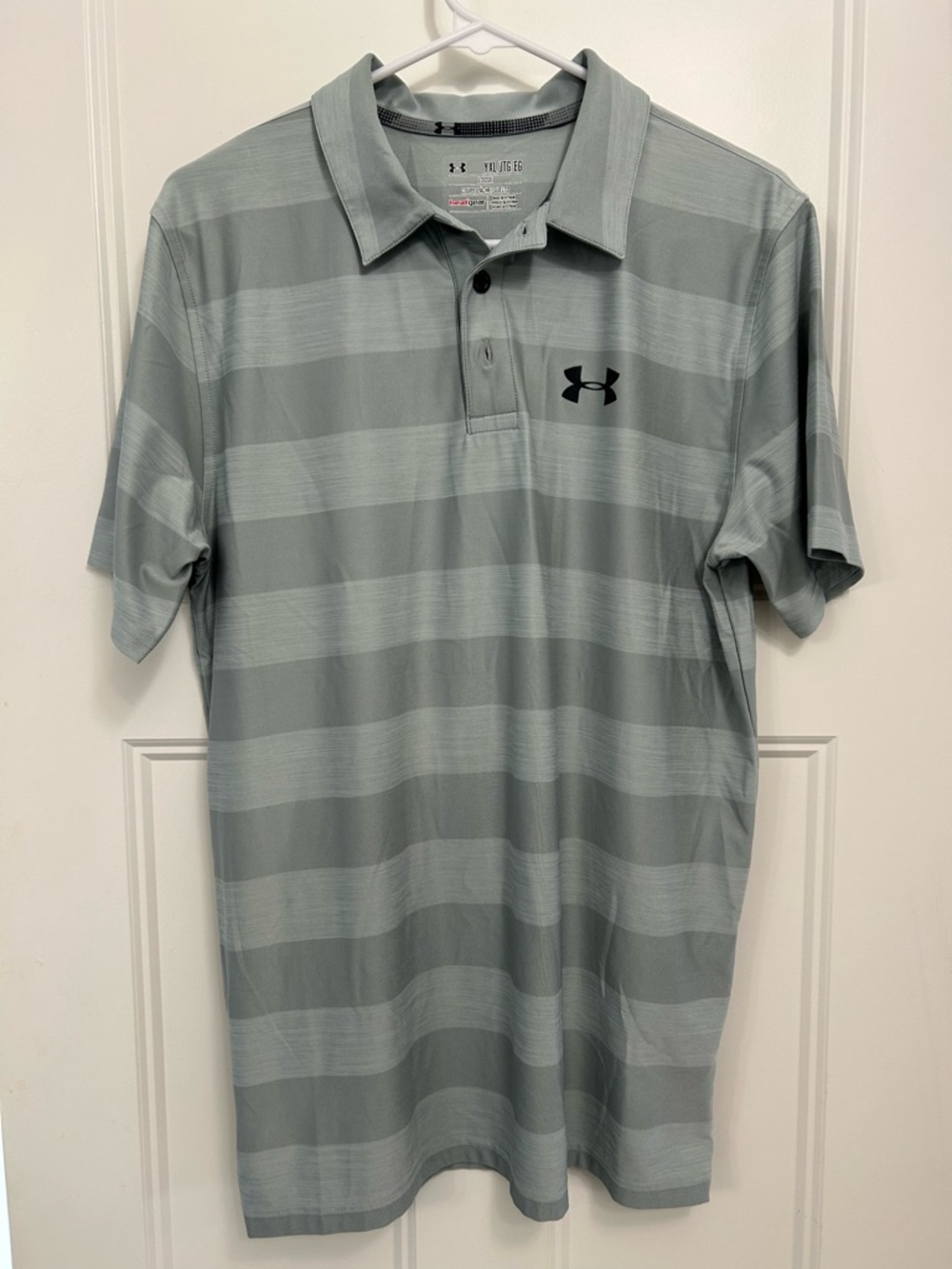 Boys Under Armour Light Gray Polo  - Size YXL